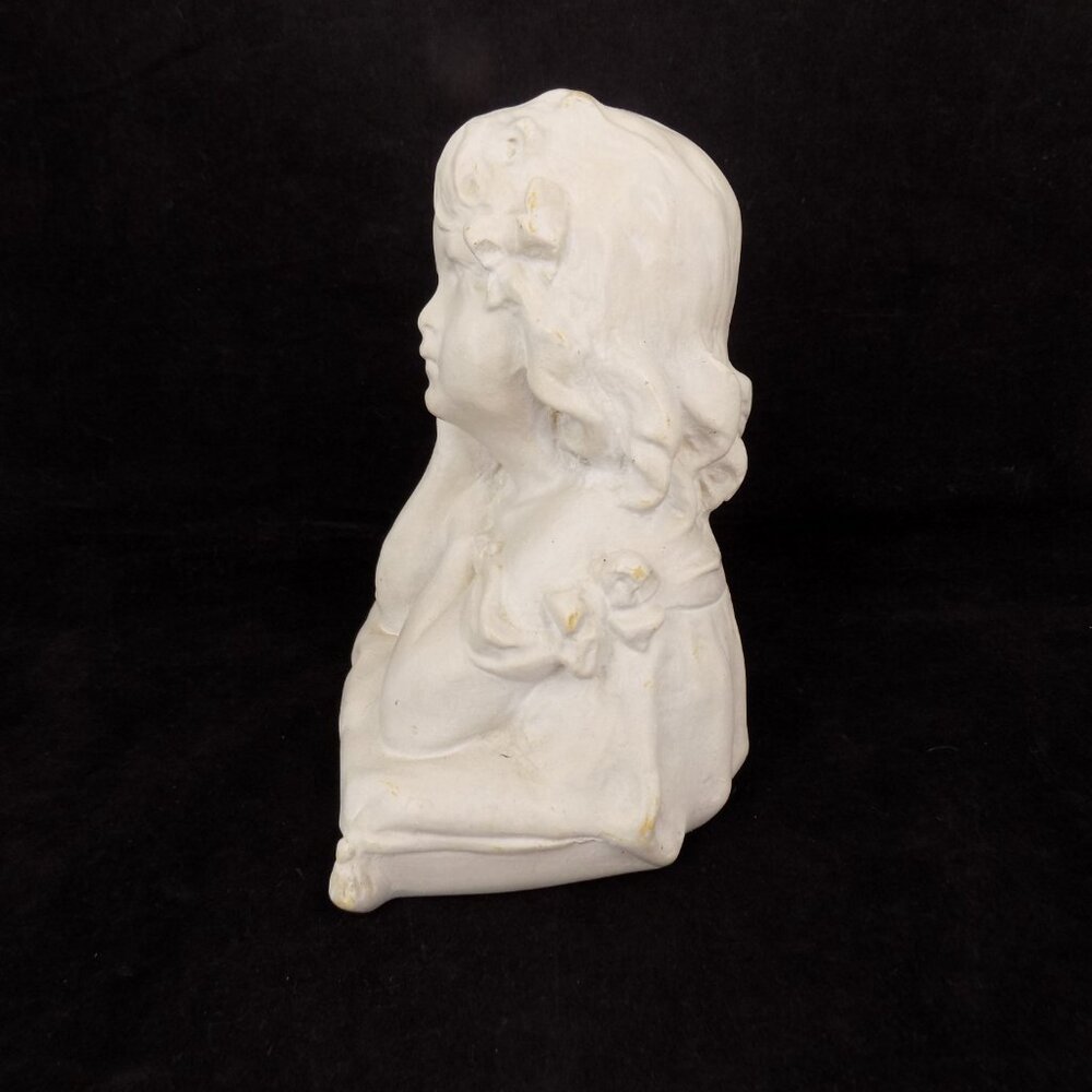 Bust Of A Young Girl On Pillow Free Standing Decoration Vintage White Heavy 6.5" - Picture 2 of 6
